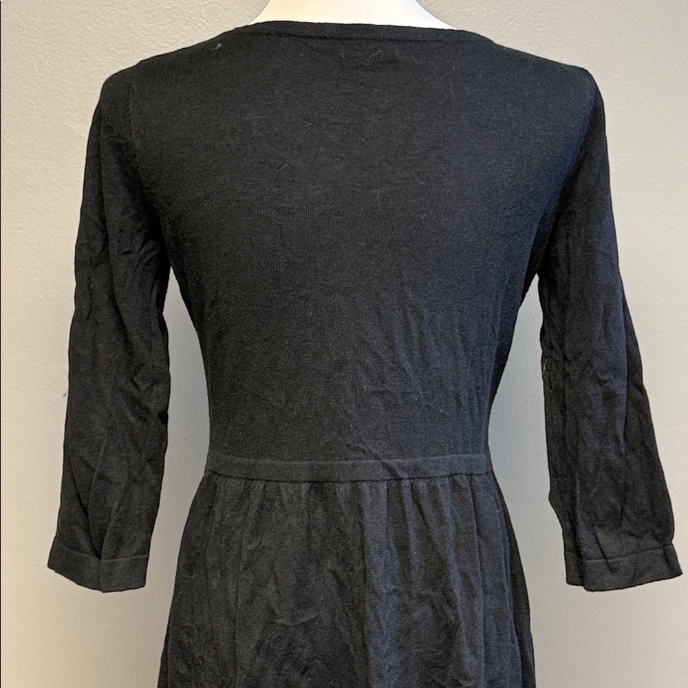 Old Navy Sequin Dress Petite Small Black 3/4 Sleeve Fit & Flare - Picture 5 of 6